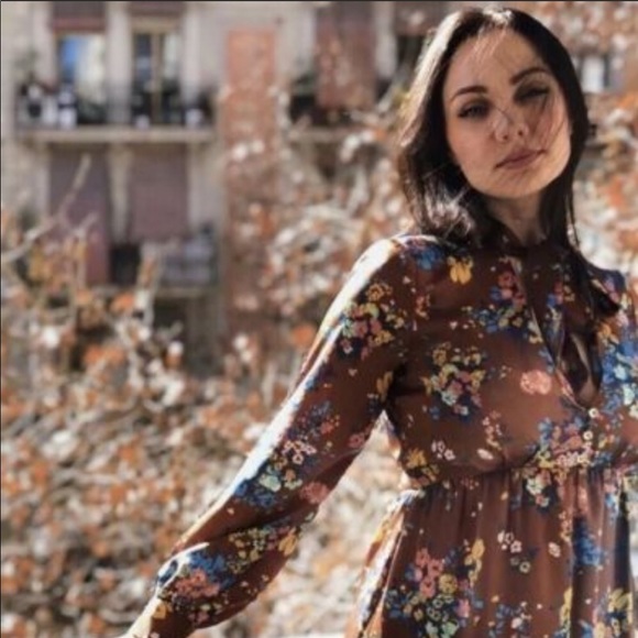 Zara Dresses & Skirts - Zara Floral Satin Midi Dress